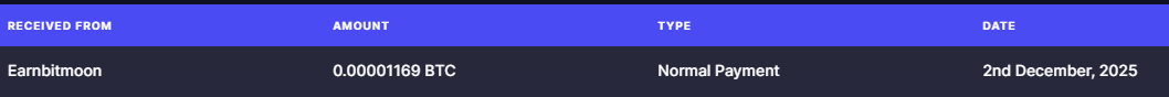 Preuve de paiement Earnbitmoon de Clicfoo