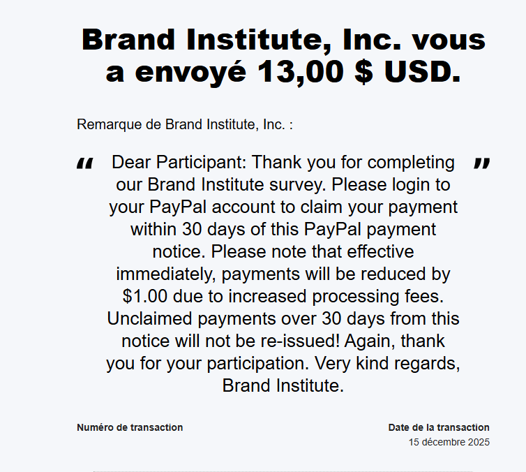 Preuve de paiement Brand institute de darkray0110