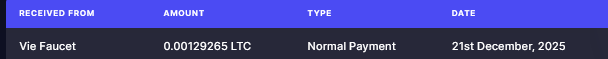 Preuve de paiement Vie faucet de daoud