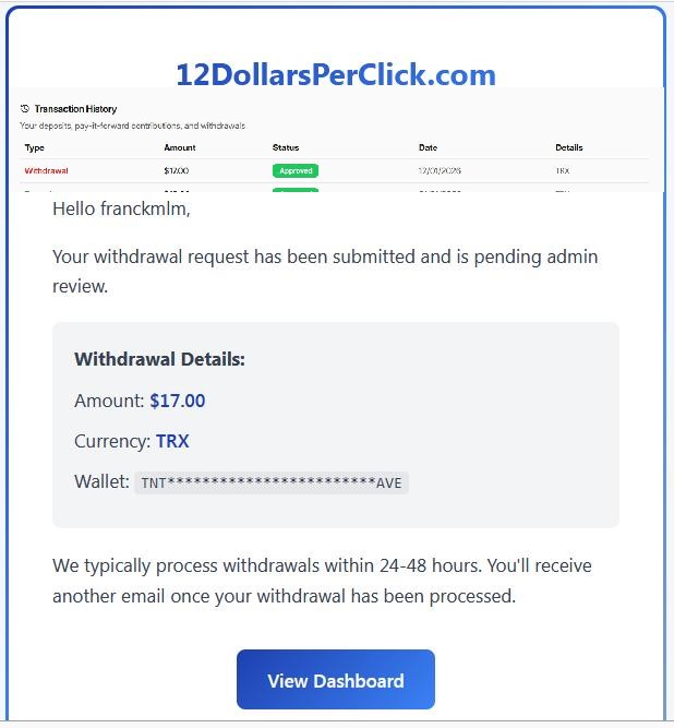 Preuve de paiement 12dollarsperclick de franckmlm