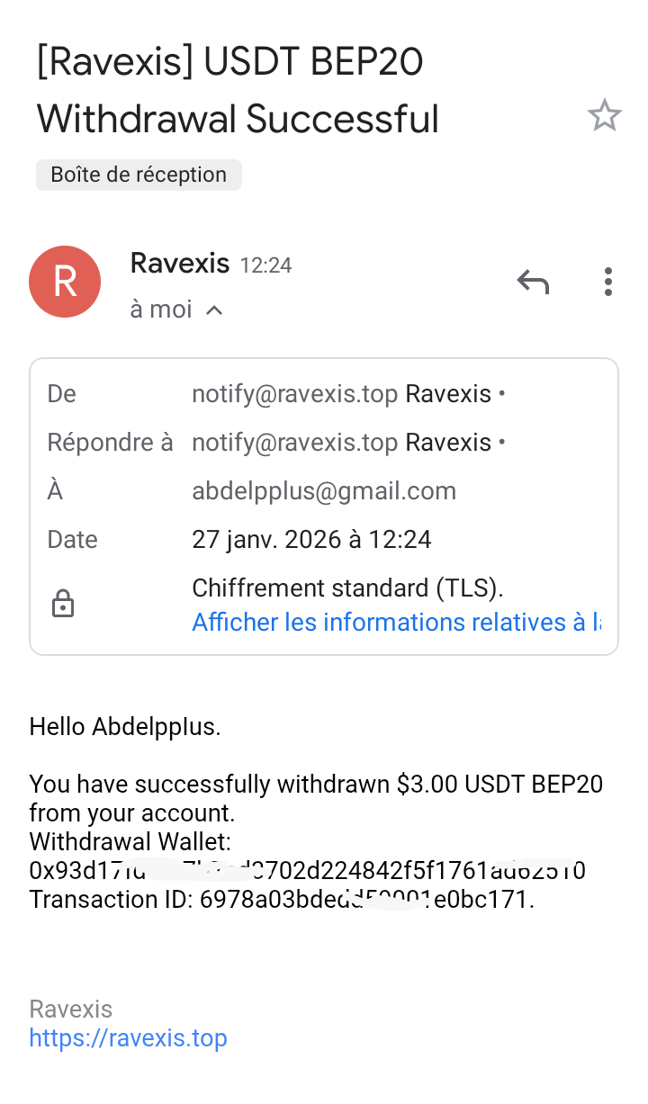 Preuve de paiement Ravexis de Adoulazize