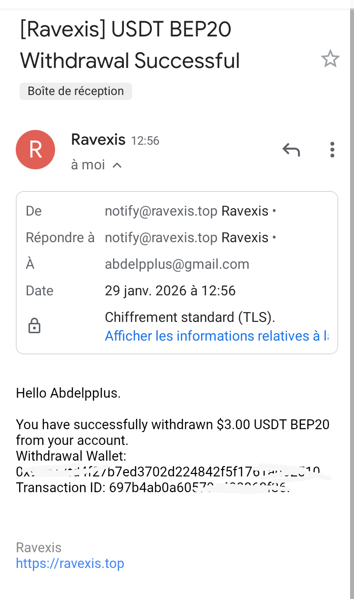 Preuve de paiement Ravexis de Adoulazize