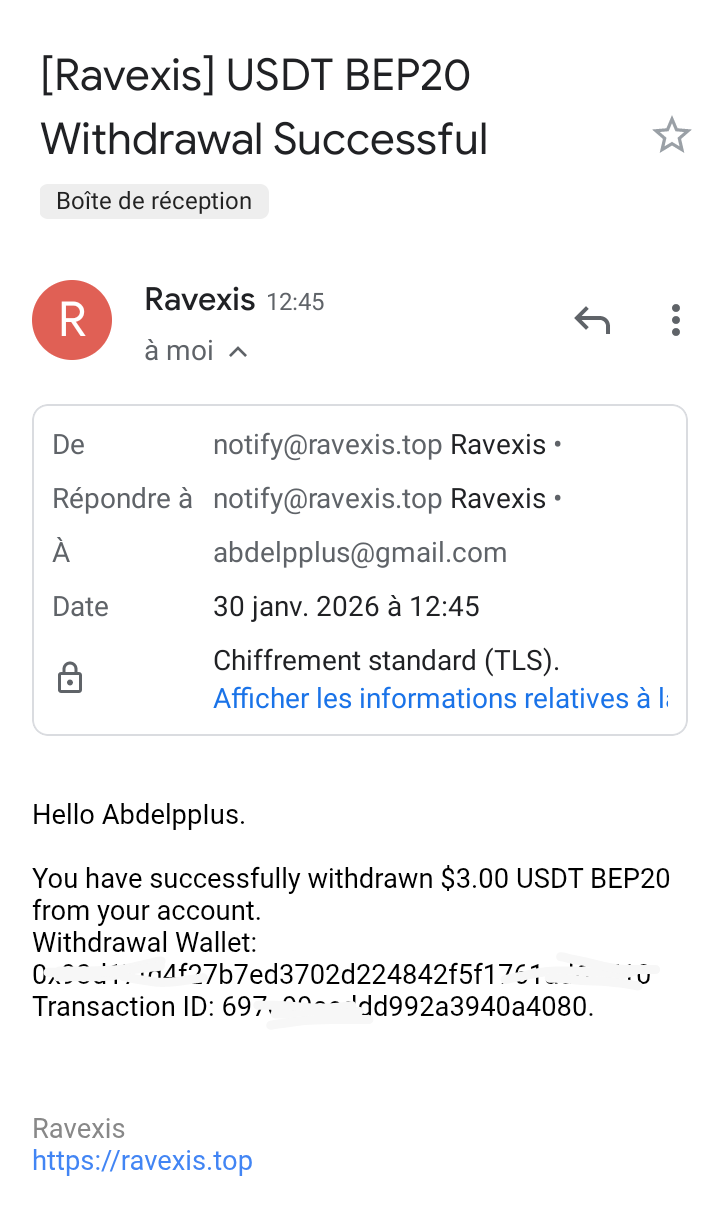 Preuve de paiement Ravexis de Adoulazize