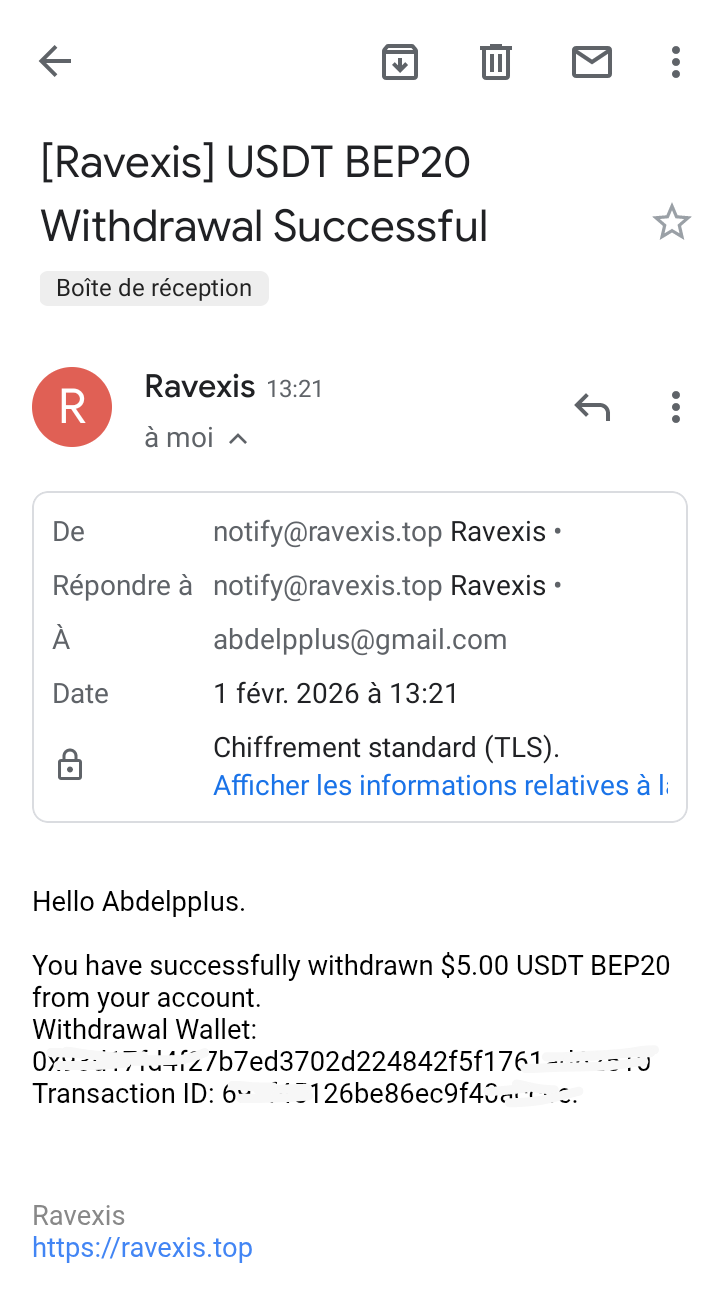 Preuve de paiement Ravexis de Adoulazize