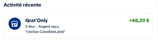 Preuve de paiement Caraibesland de Clicfoo