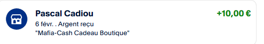Preuve de paiement Mafia-cash de Clicfoo