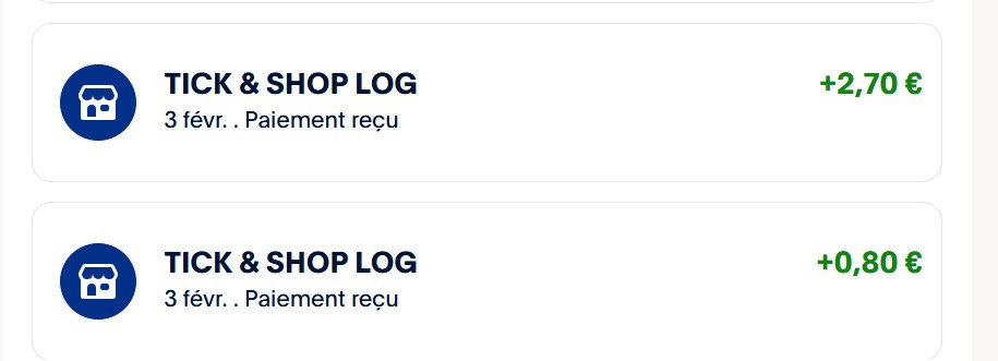 Preuve de paiement Coupon network de Ronan