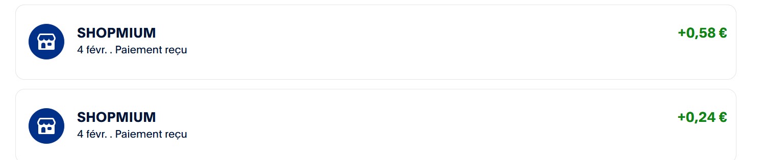 Preuve de paiement Shopmium de Ronan