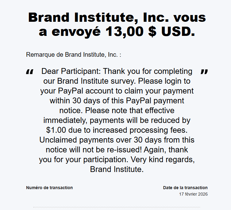 Preuve de paiement Brand institute de darkray0110