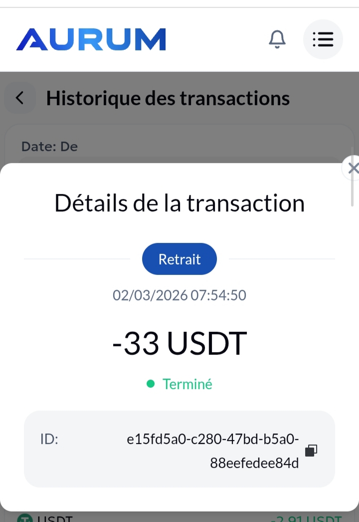 Preuve de paiement Aurum foundation de rezobiznet