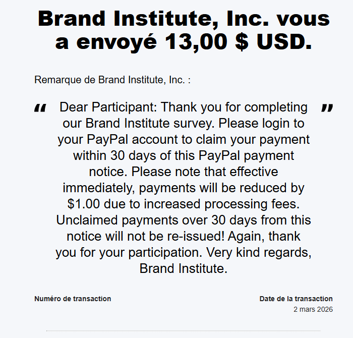Preuve de paiement Brand institute de darkray0110