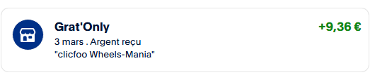 Preuve de paiement Wheels-mania de Clicfoo
