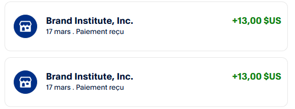 Preuve de paiement Brand institute de darkray0110