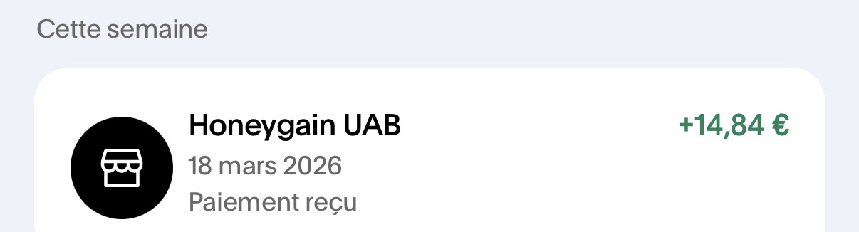 Preuve de paiement Honeygain de darkray0110