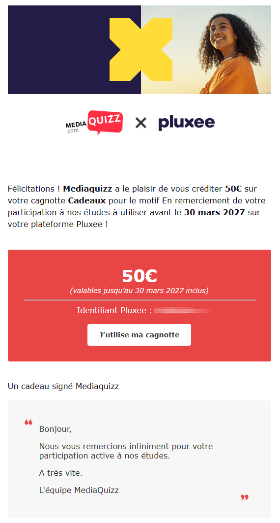 Preuve de paiement Mediaquizz de surlalune