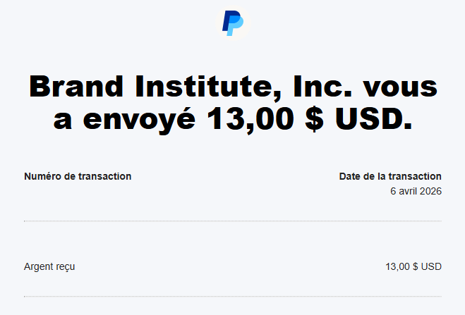 Preuve de paiement Brand institute de darkray0110
