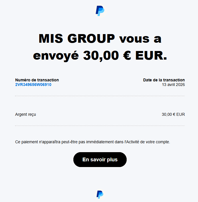 Preuve de paiement Pipeul de surlalune