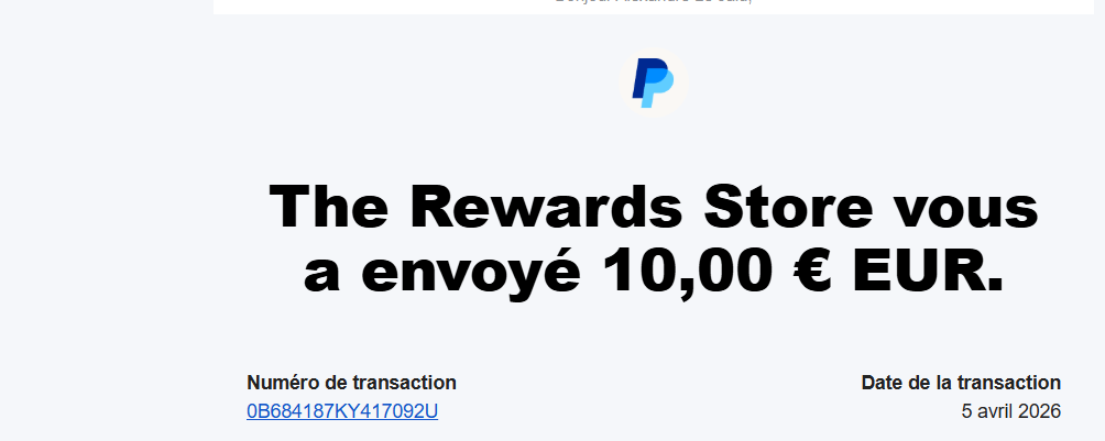 Preuve de paiement Swagbucks de Xandre
