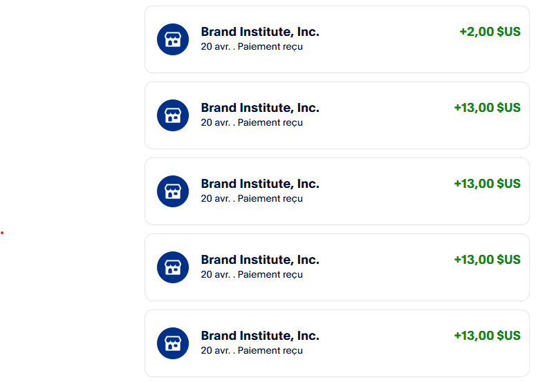 Preuve de paiement Brand institute de darkray0110