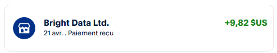 Preuve de paiement Bright data earnapp de darkray0110