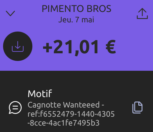Preuve de paiement Wanteeed de surlalune