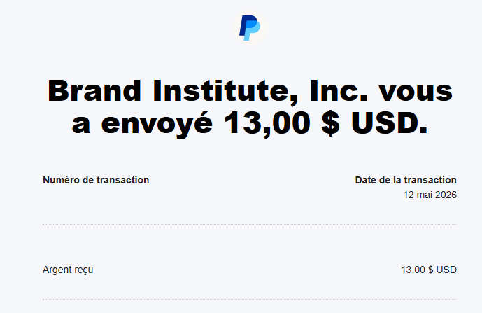 Preuve de paiement Brand institute de darkray0110