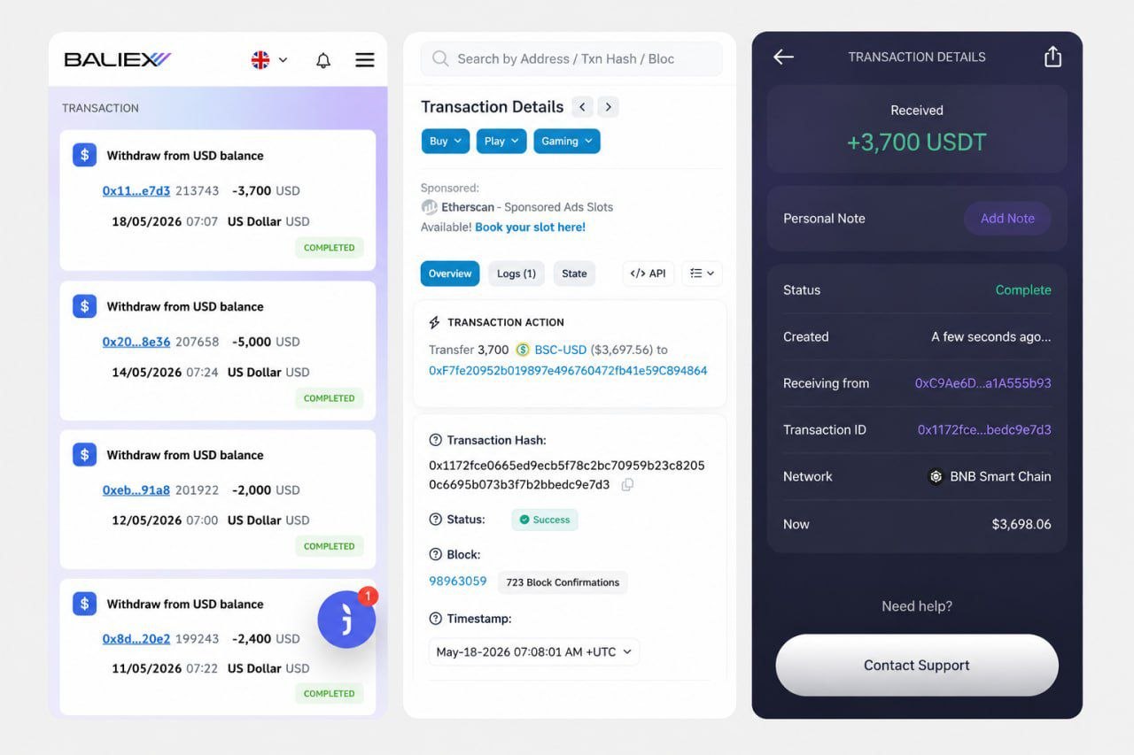 Preuve de paiement Baliex de rezobiznet