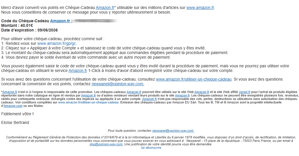 Preuve de paiement Newpanel de surlalune