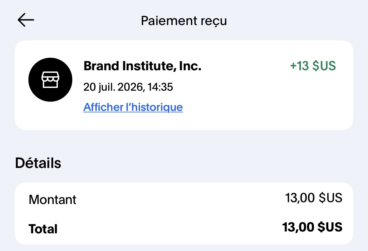 Preuve de paiement Brand institute de darkray0110
