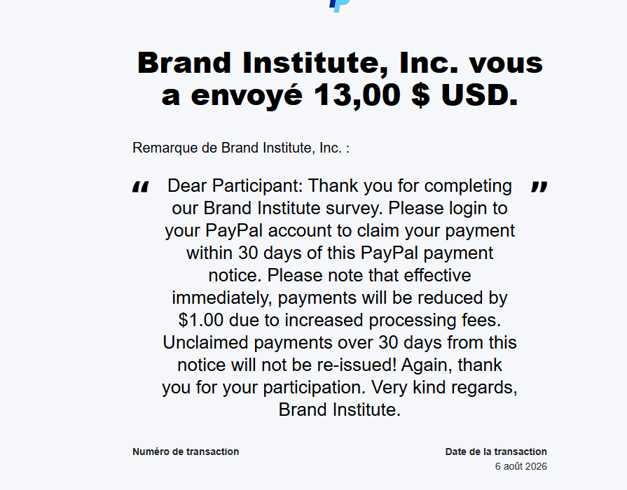 Preuve de paiement Brand institute de darkray0110