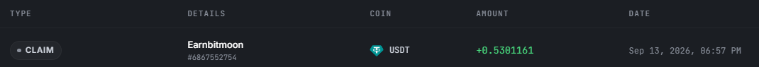 Preuve de paiement Earnbitmoon de Clicfoo