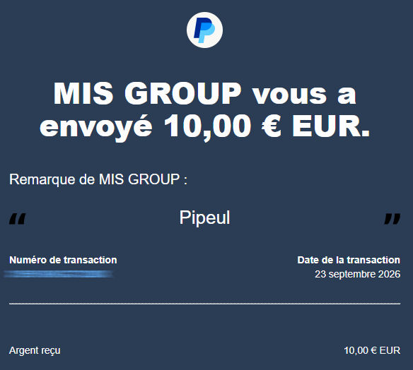 Preuve de paiement Pipeul de surlalune