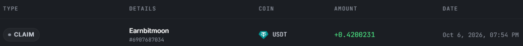 Preuve de paiement Earnbitmoon de Clicfoo