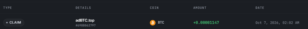 Preuve de paiement Adbtc de Clicfoo