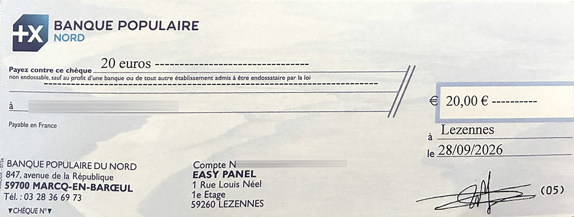Preuve de paiement Easy panel de surlalune