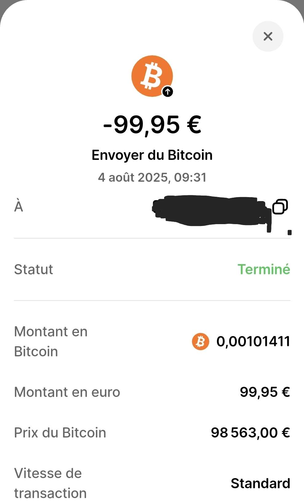 Preuve de paiement Bitstack de tidamien