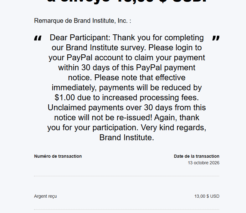 Preuve de paiement Brand institute de darkray0110