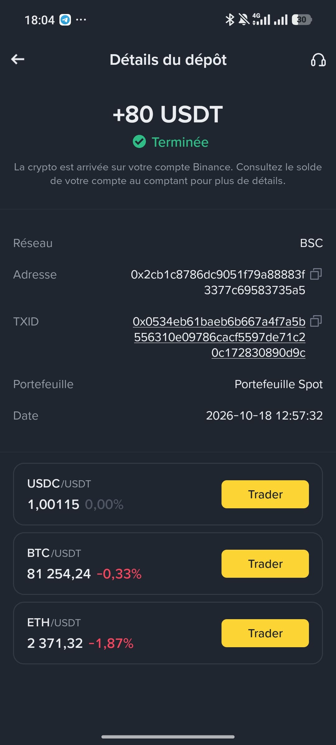 Preuve de paiement Yd trading de invest7